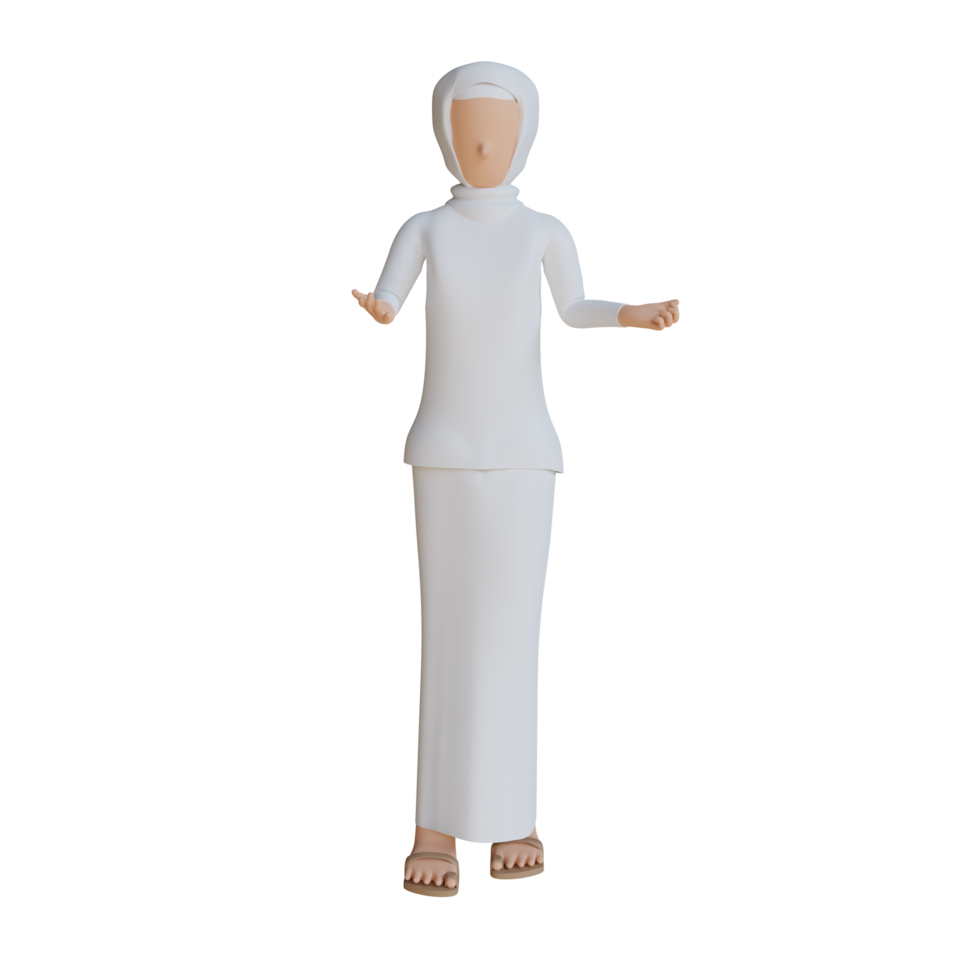 3d woman muslim introduce illustration with transparent background png