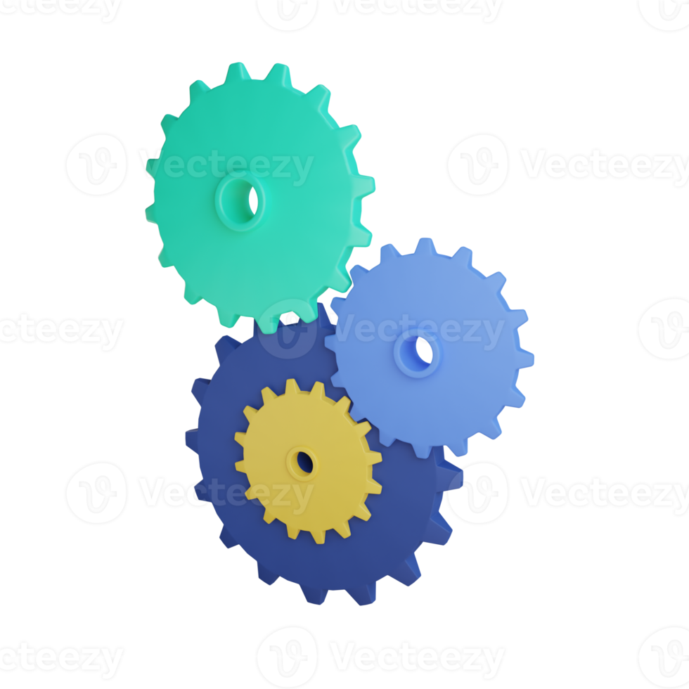 objeto de engrenagem 3D com fundo transparente png
