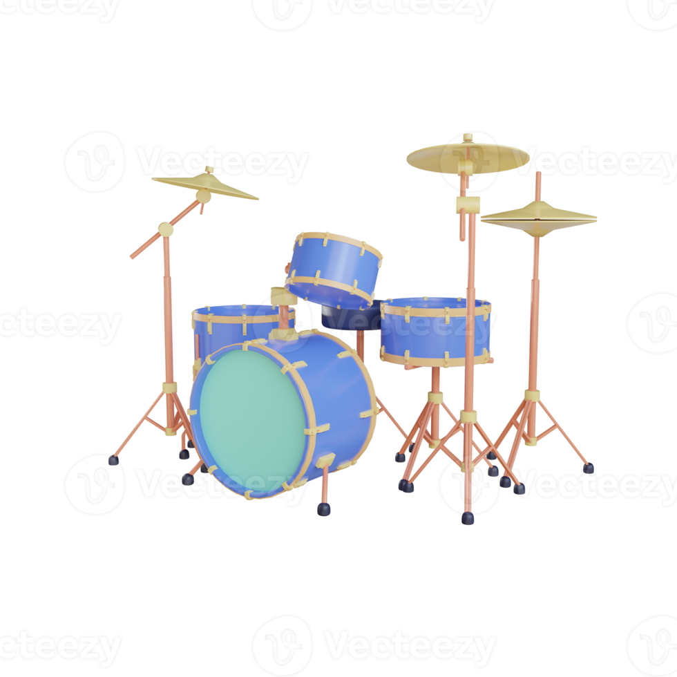 3d drum instrument object with transparent background png