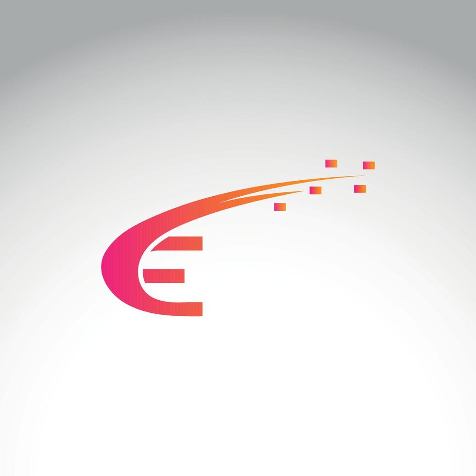 Letter E logo with tech icon design free vector file.