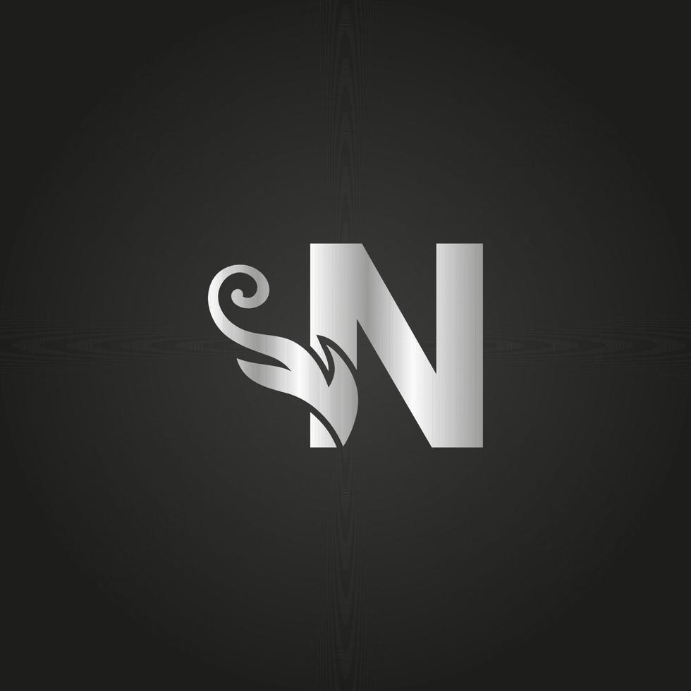 logotipo de la letra n de lujo plateado. n logo con archivo vectorial de estilo elegante. vector