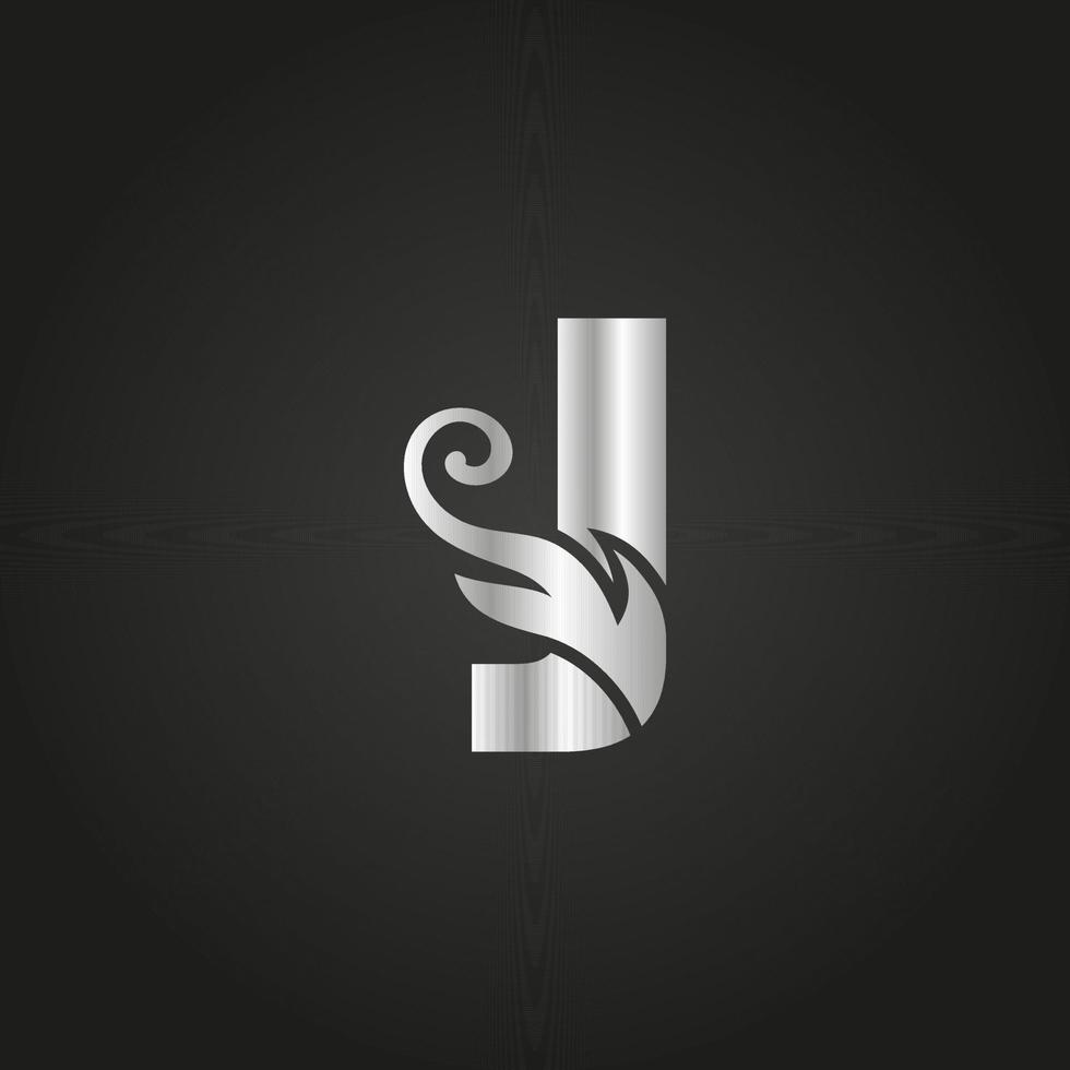 silver luxury letter J logo. J logo with graceful style vector file.