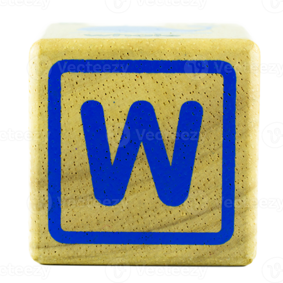 W text letters written on wooden cubes png