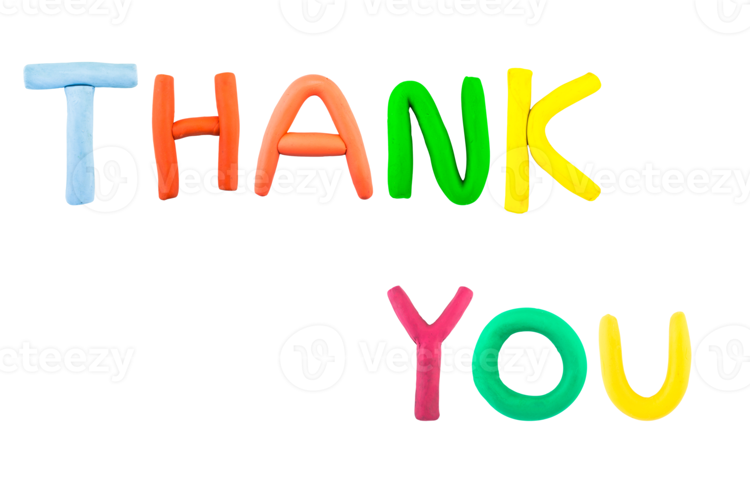 message Thank  you Funny plasticine alphabet letters on white background png