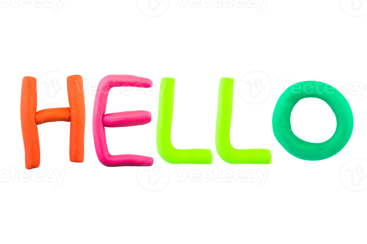 message hello Funny plasticine alphabet letters on white background png