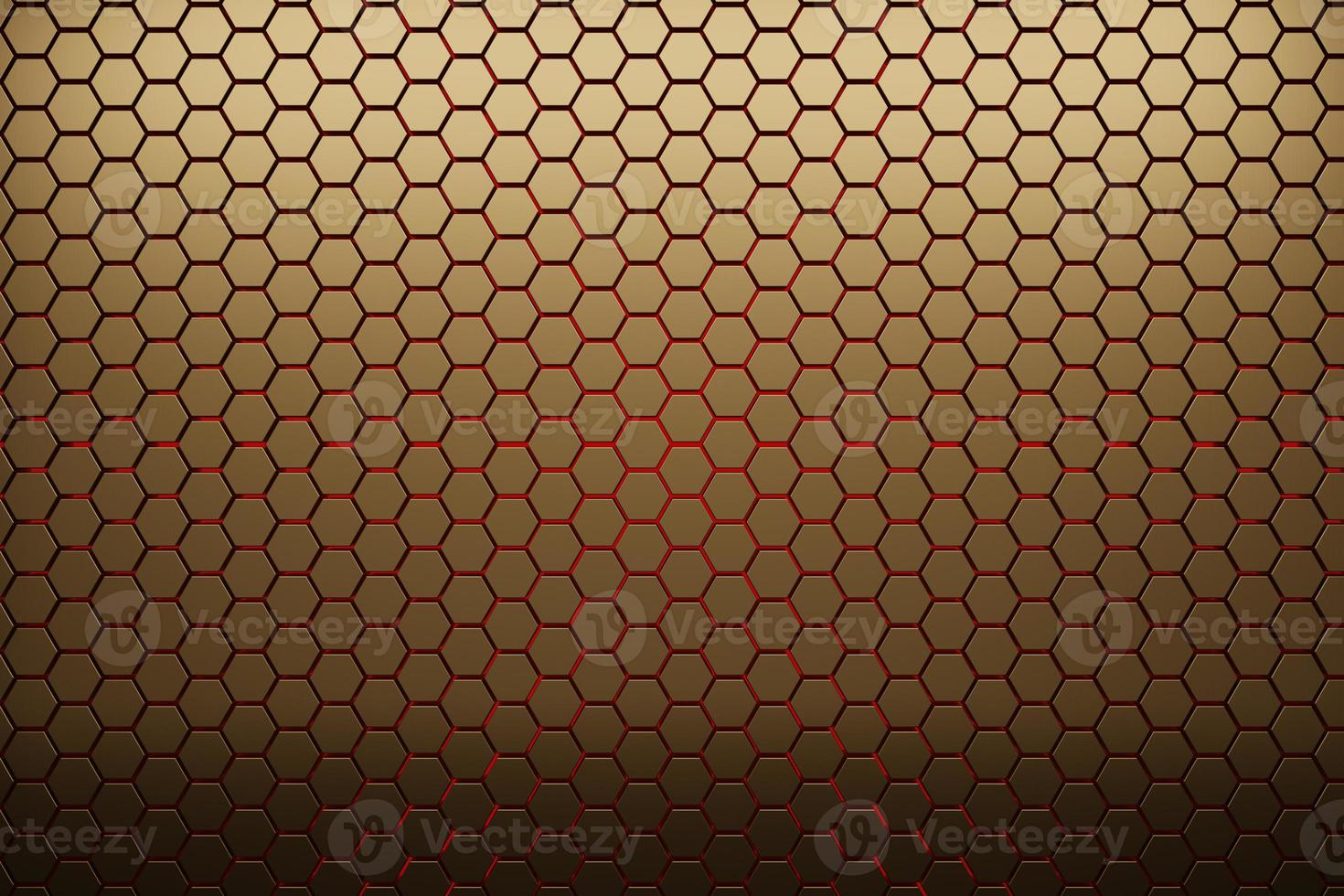Futuristic gold hexagonal texture background. 3d rendering photo
