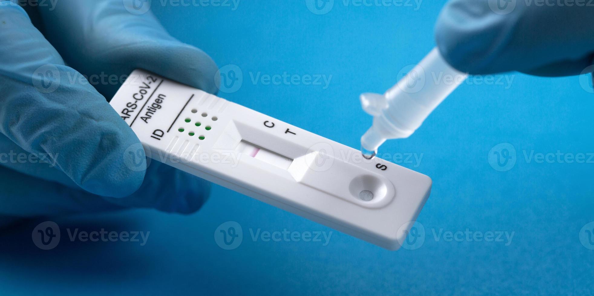 Negative test result by using rapid test device for COVID-19. photo
