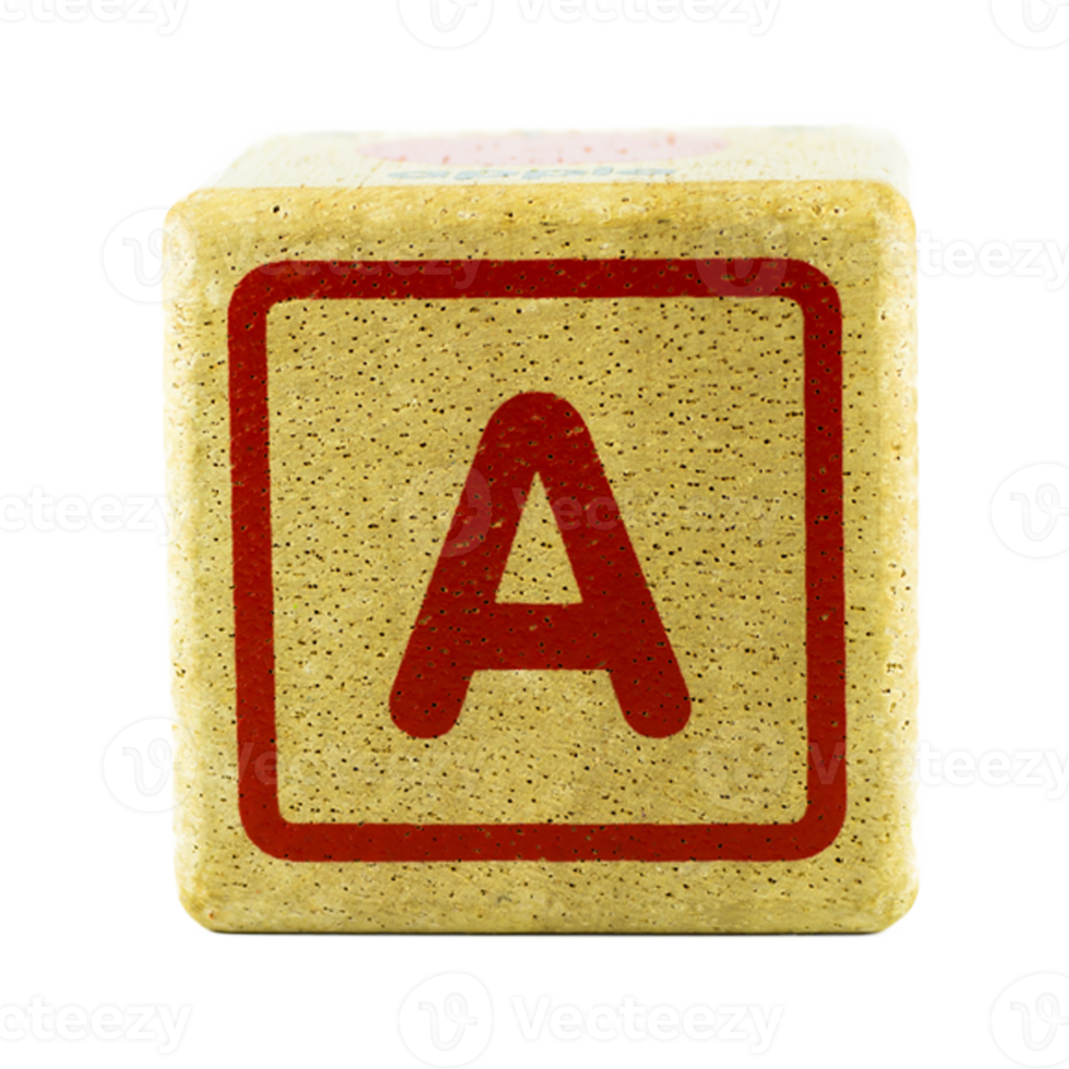 A text letters written on wooden cubes png