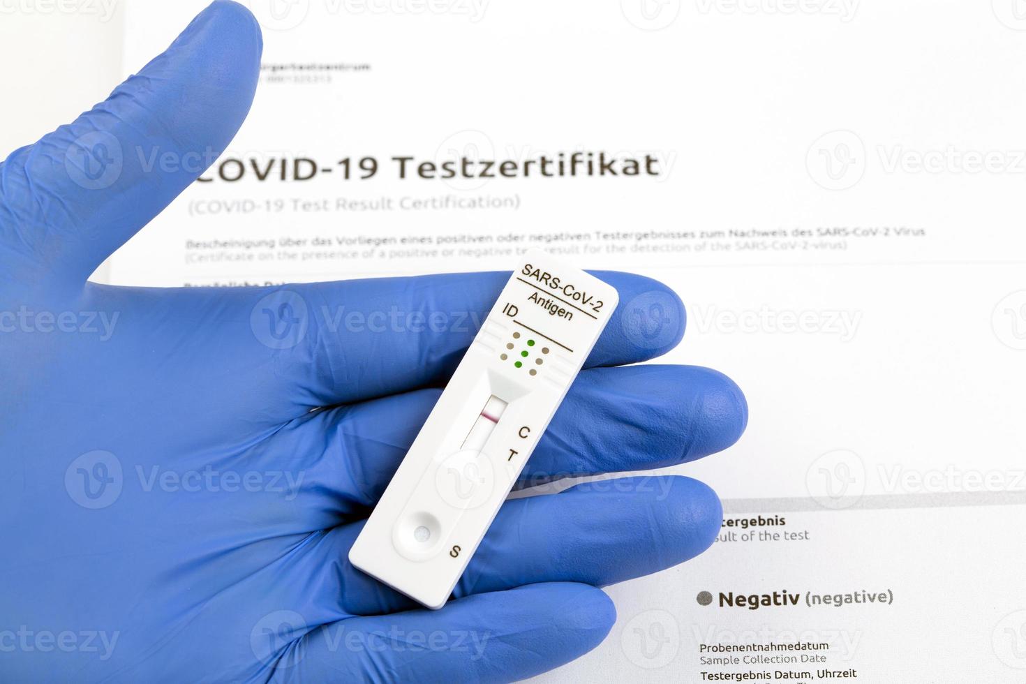 Negative test result by using rapid test device for COVID-19. photo