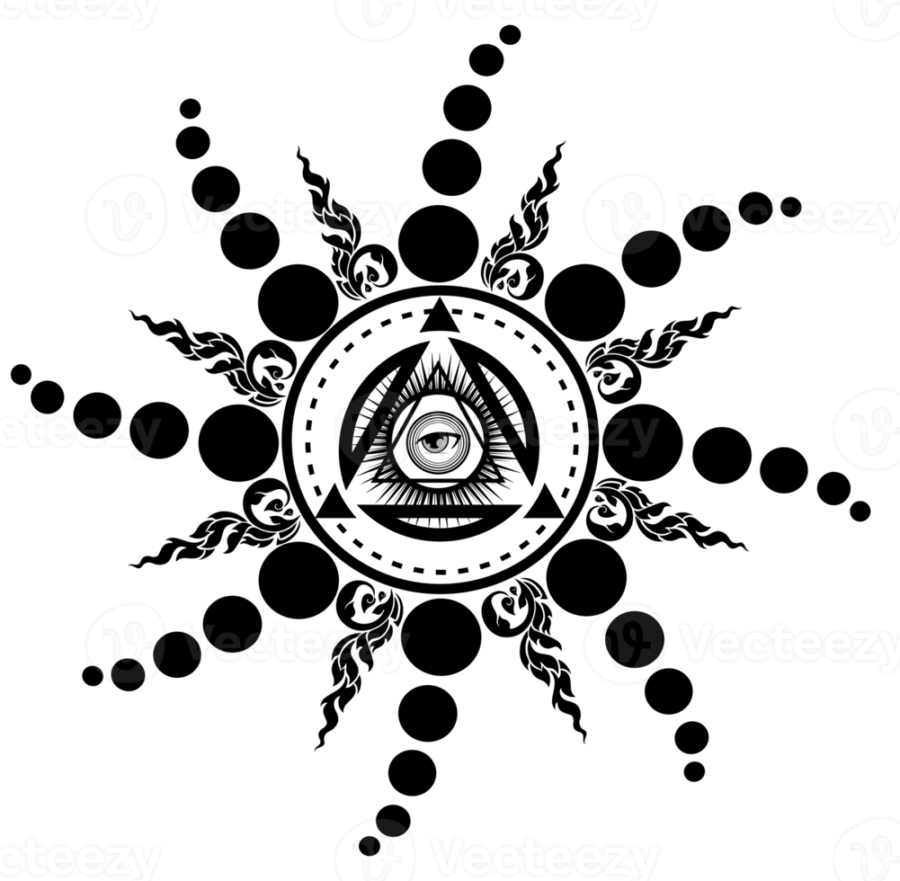 Vector Symbol, Mystical Spiritual Tattoo Symbol, Illustration Of