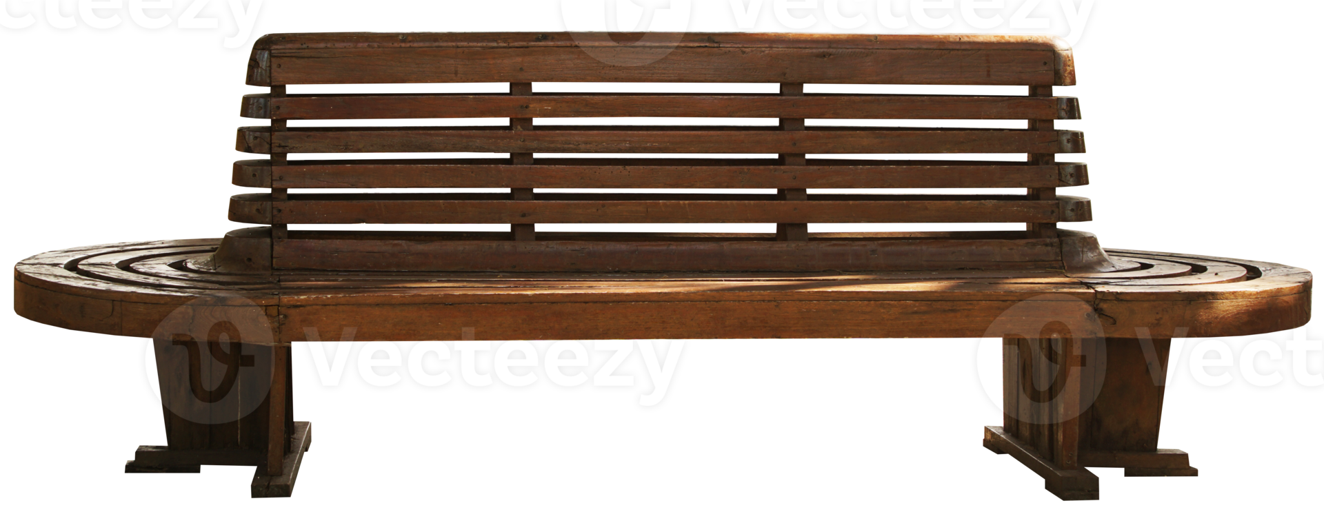 Brown wooden bench isolated on a white background with clipping path. png