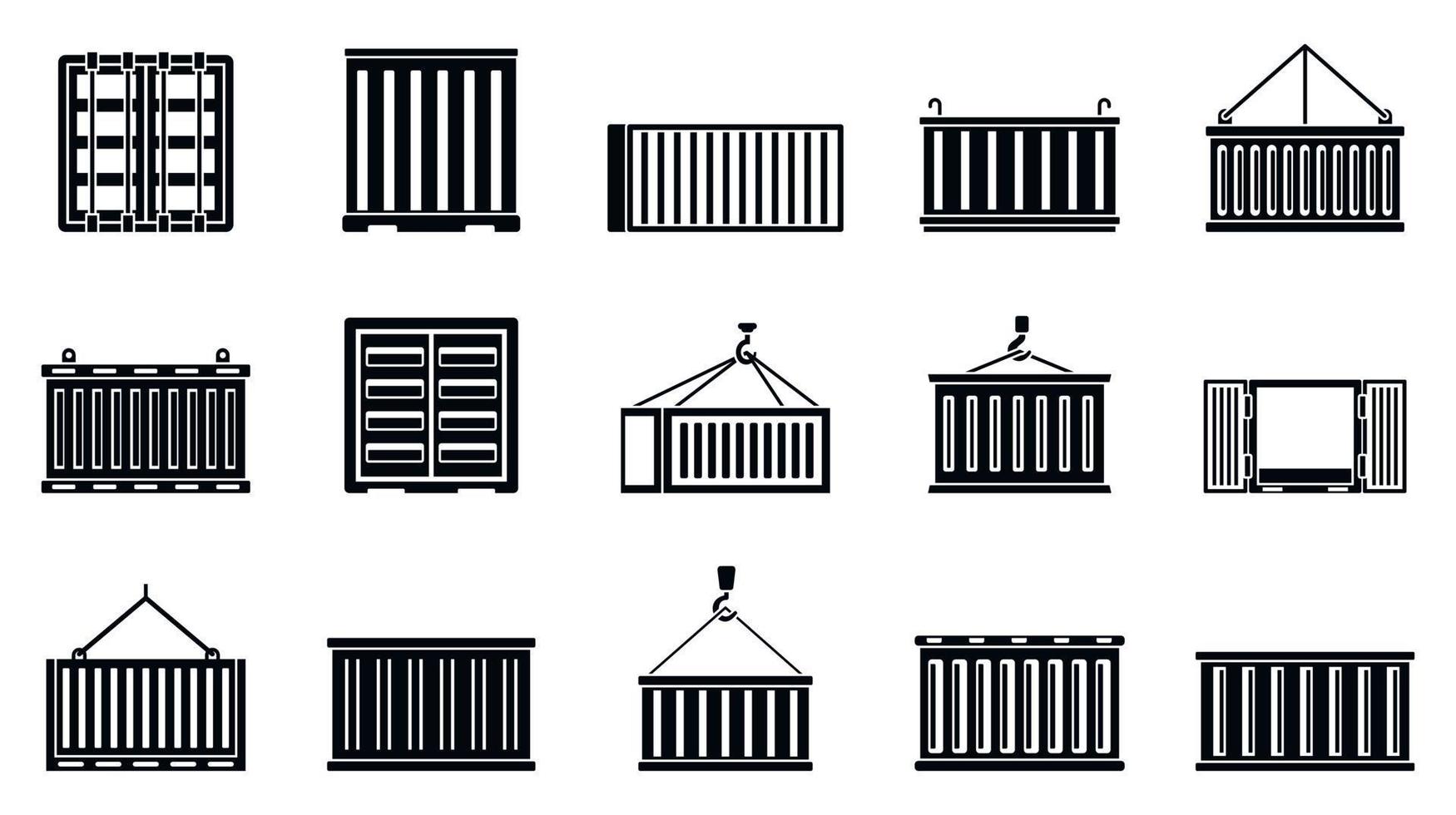 Cargo container ship icons set, simple style vector