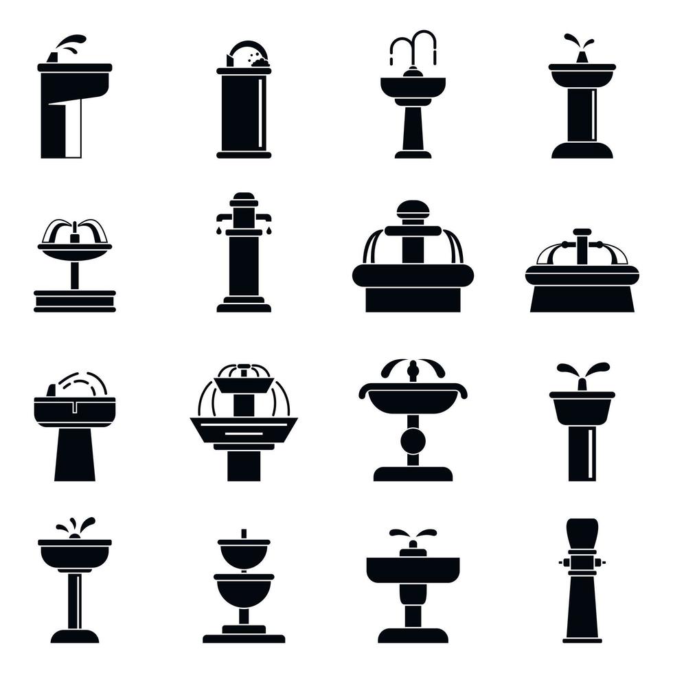 conjunto de iconos de fuente de agua potable de la ciudad, estilo simple vector