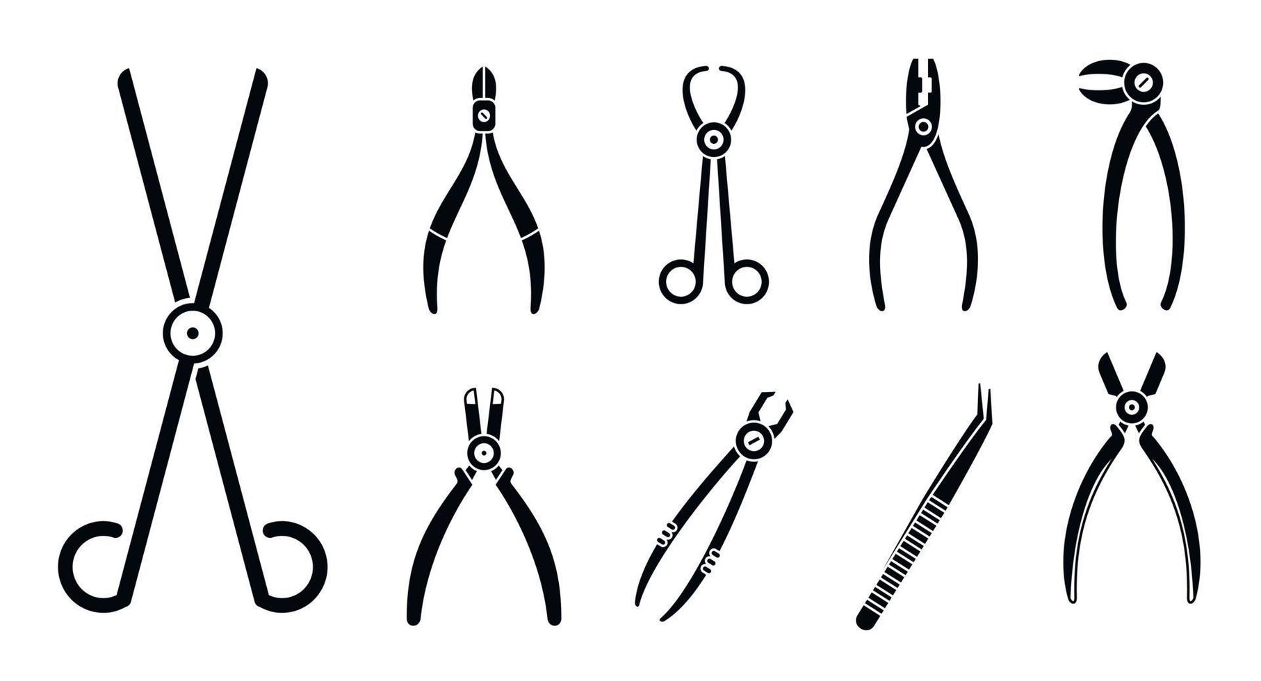 Medical forceps icons set, simple style vector