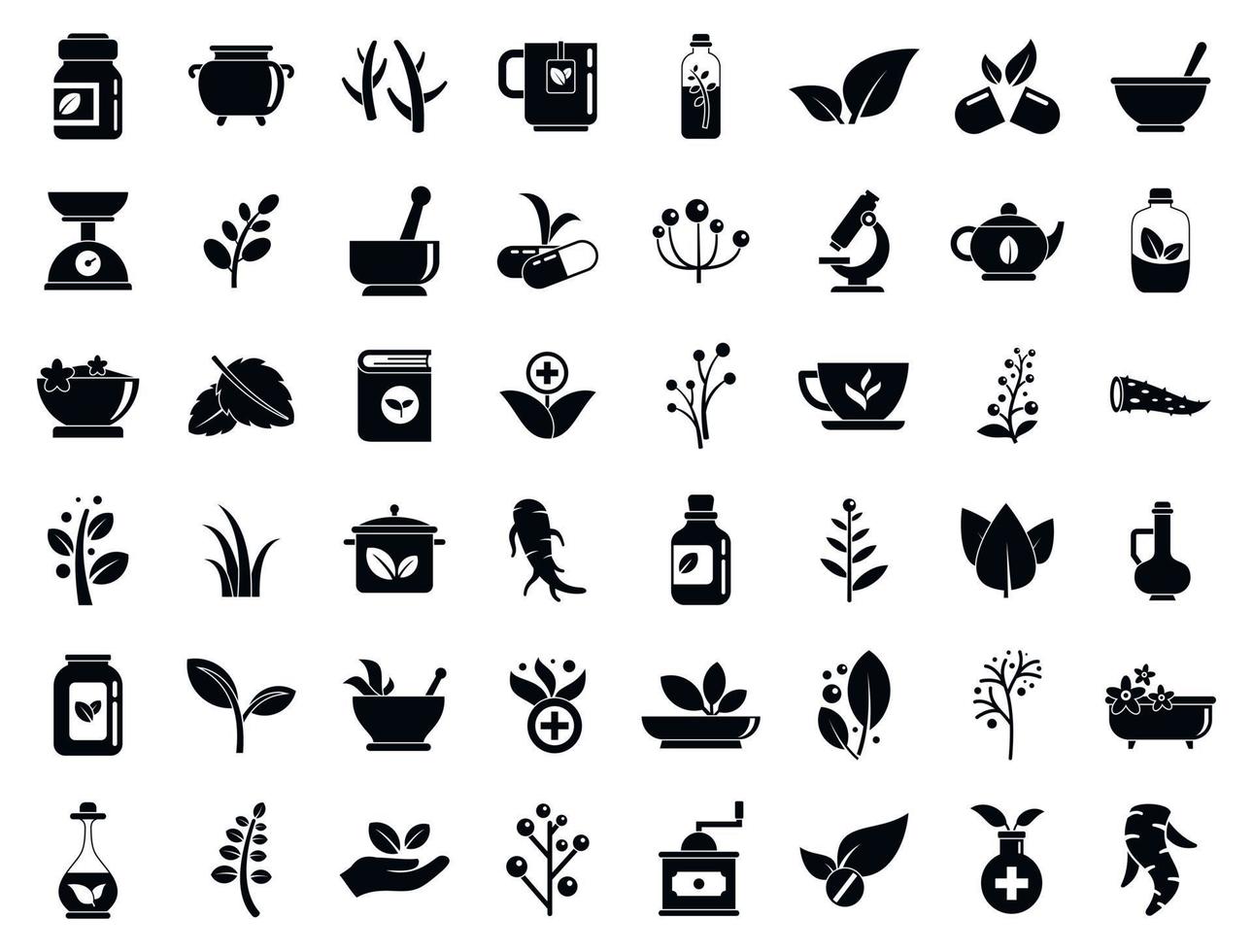 Medicinal herbs icons set, simple style vector