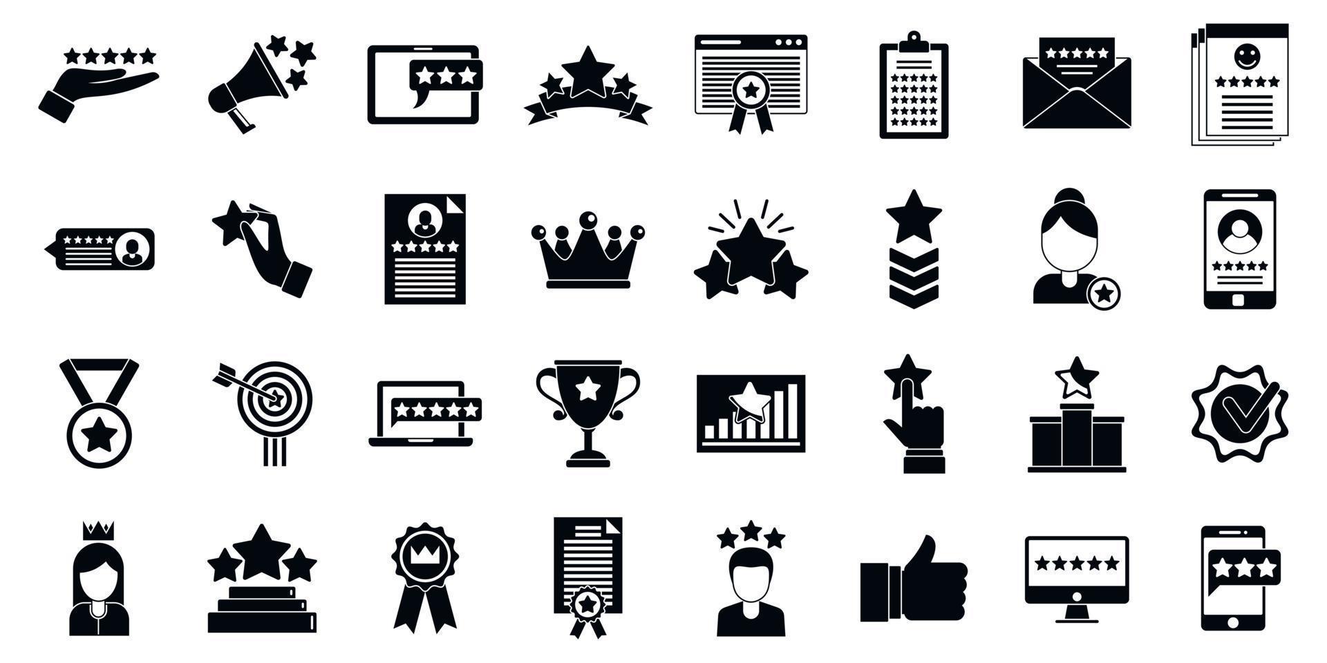 Reputation trophy icons set, simple style vector