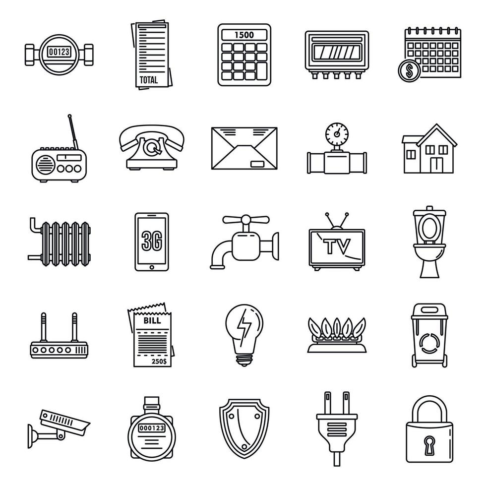 Smart utilities icons set, outline style 8845120 Vector Art at Vecteezy