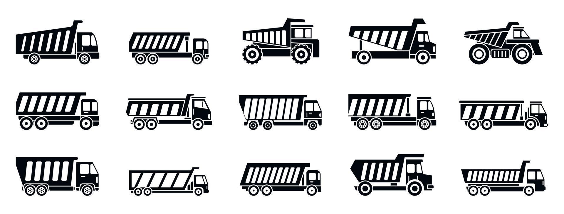 Tipper truck icons set, simple style vector