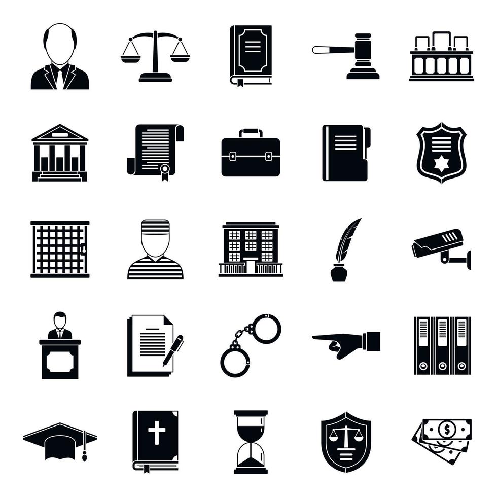 Prosecutor legislative icons set, simple style vector