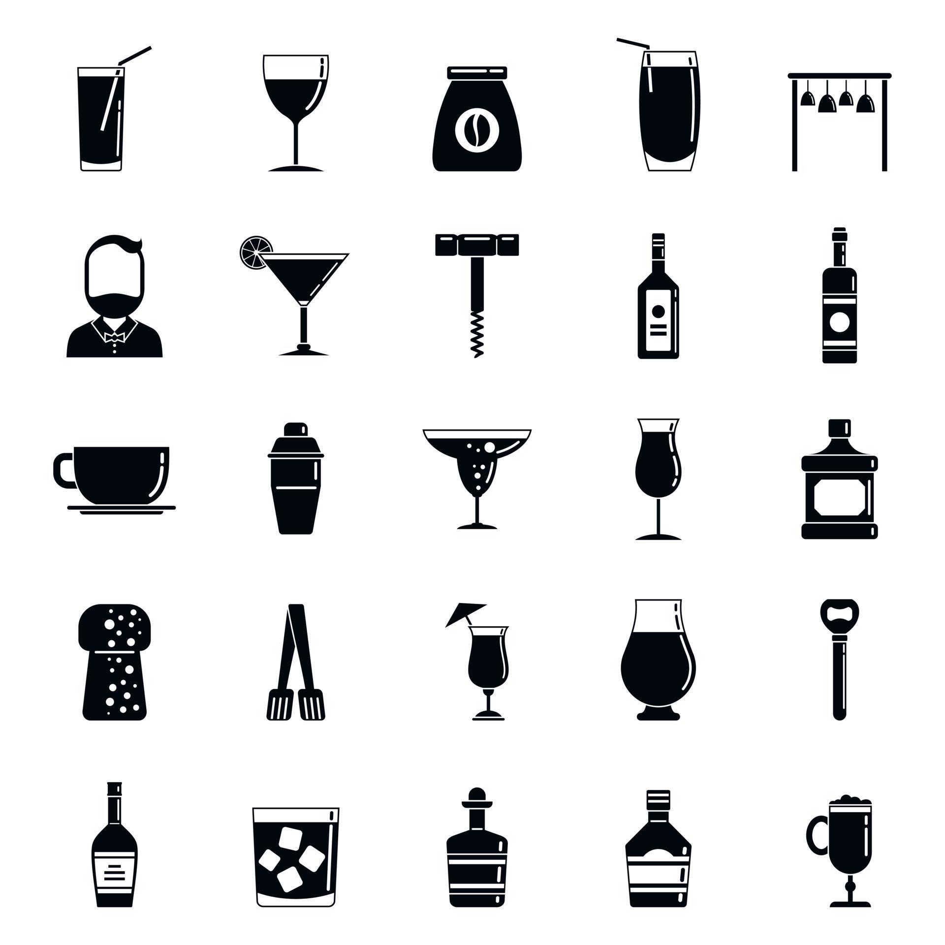 Bartender tools icons set, simple style 8845127 Vector Art at Vecteezy