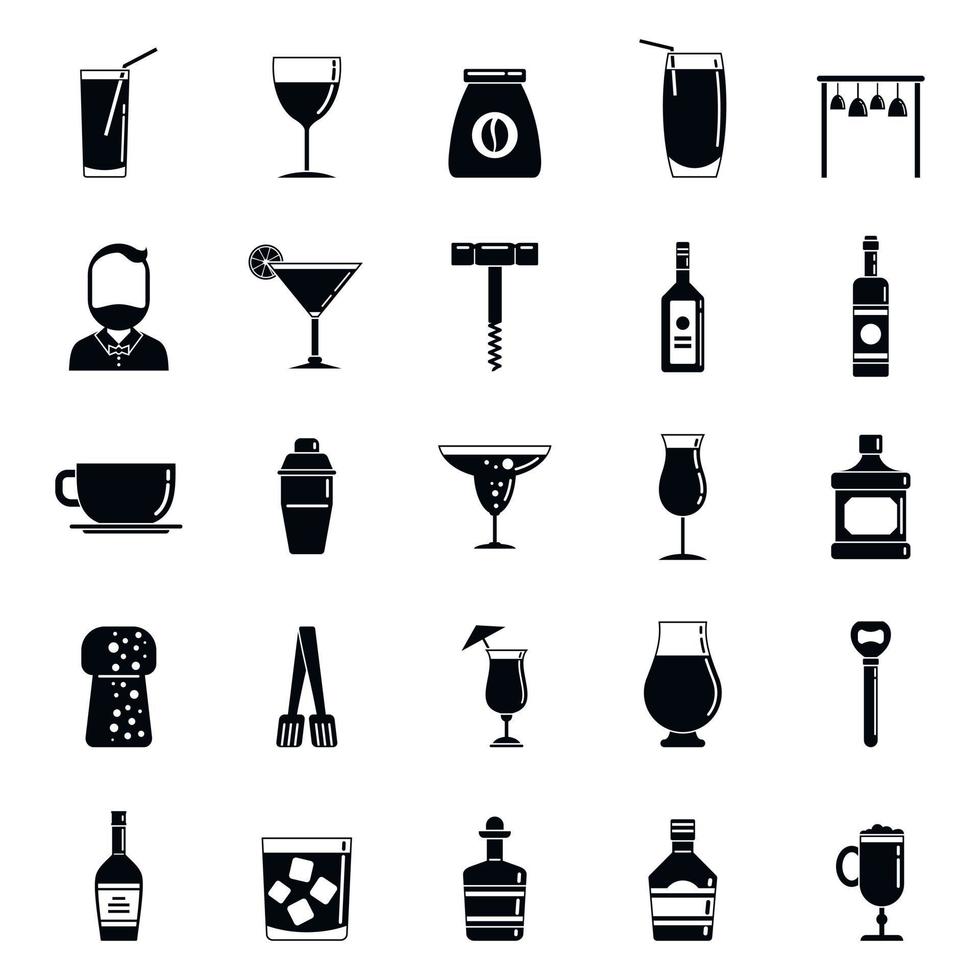 Bartender tools icons set, simple style vector