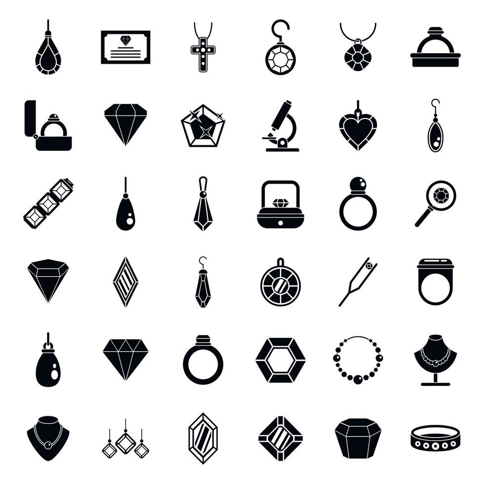conjunto de iconos de joyero, estilo simple vector