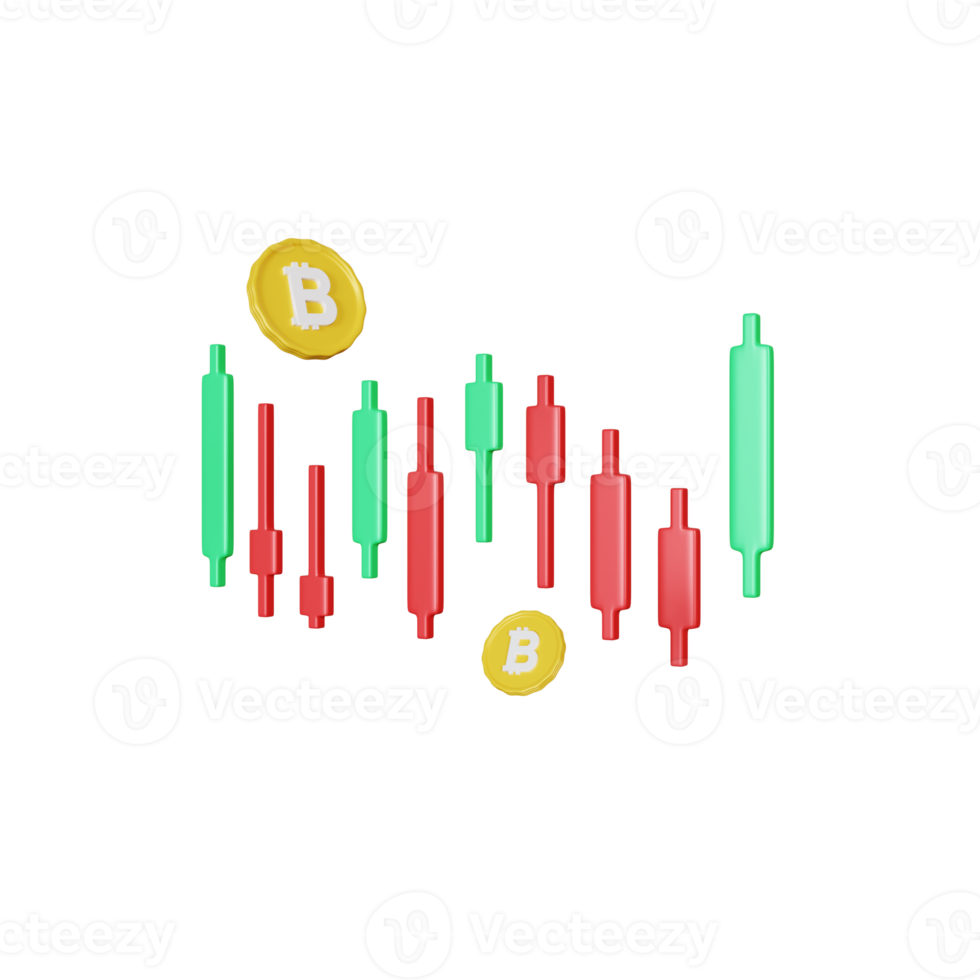 3D-rendering bitcoin crypto grafiek illustratie png