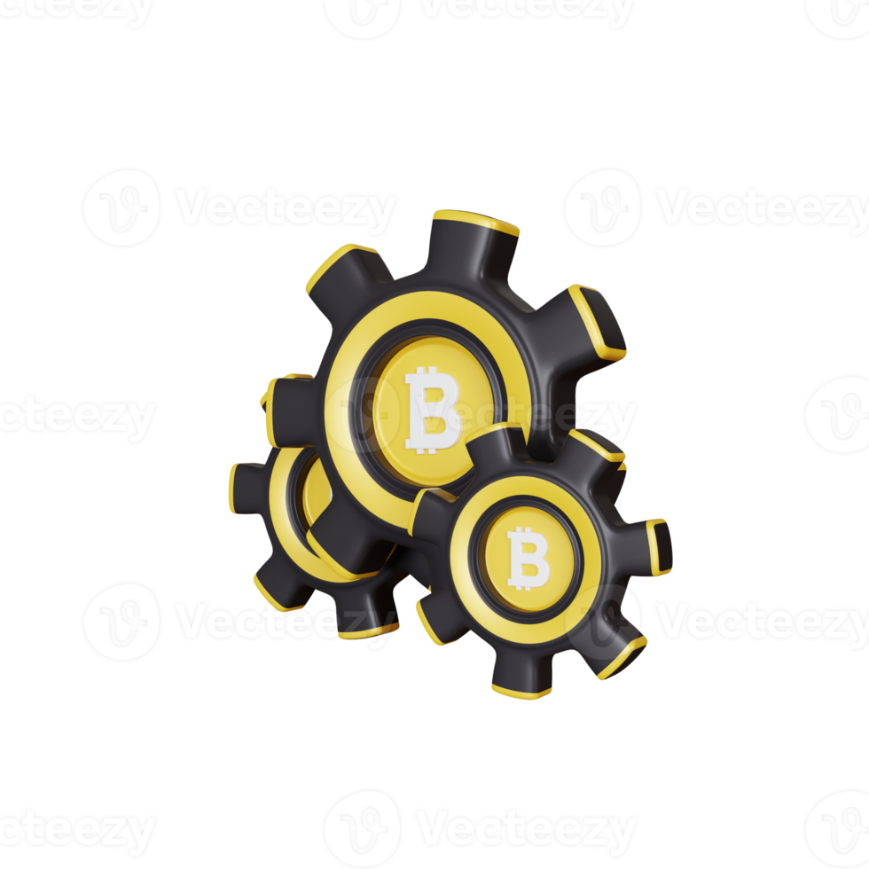 Ilustración de configuración de bitcoin de renderizado 3d png