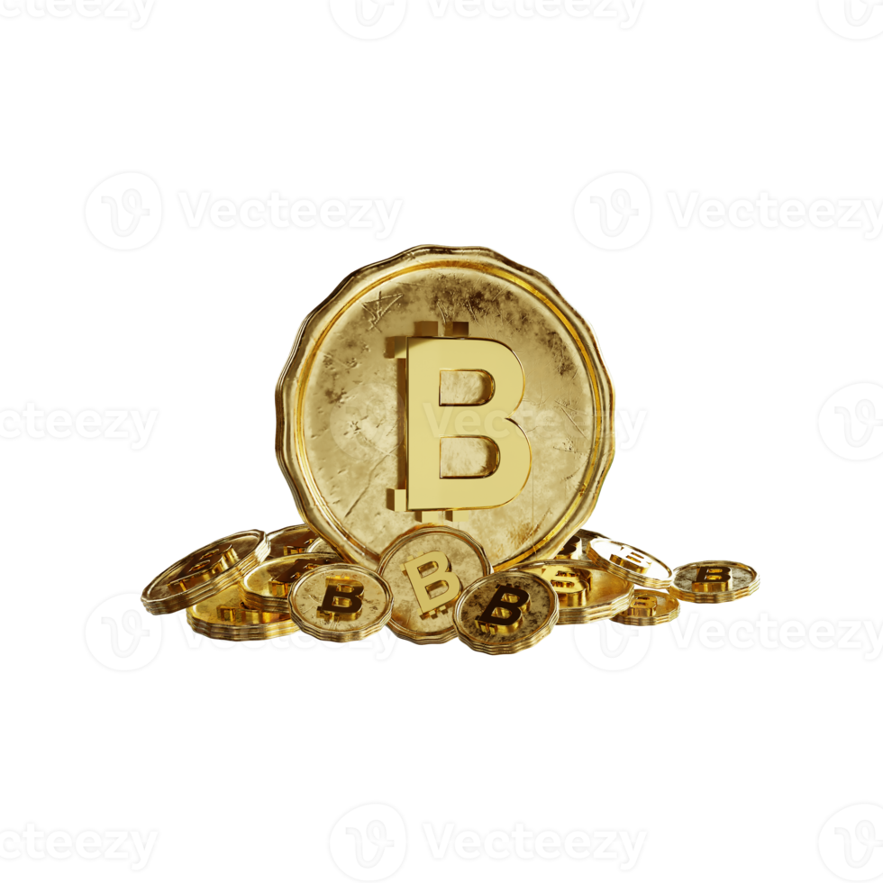 bitcoins dourados de renderização 3d png