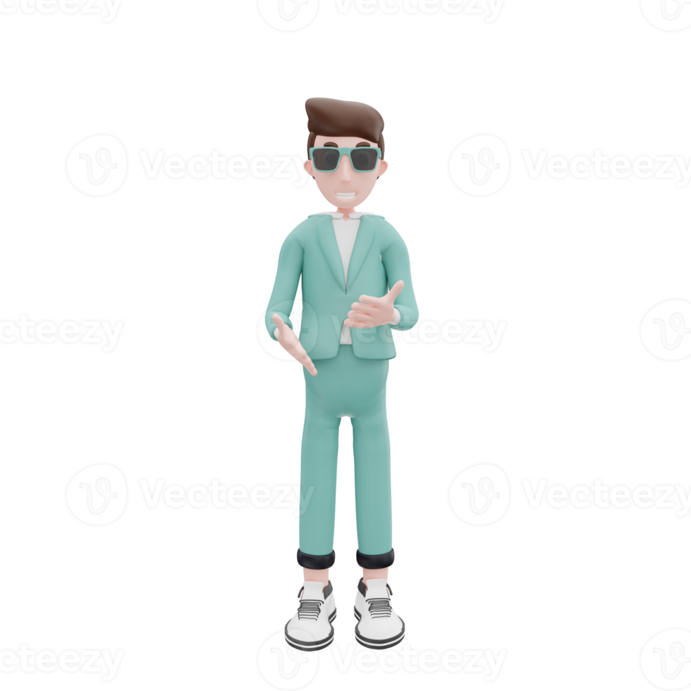 Pose de chat de hombre de negocios de renderizado 3d png