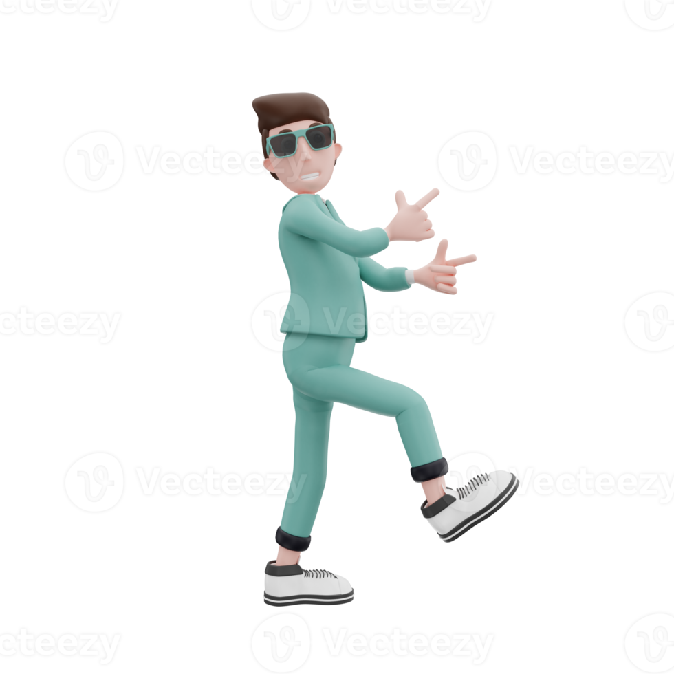 ilustração de pose engraçada de empresário de renderização 3D png