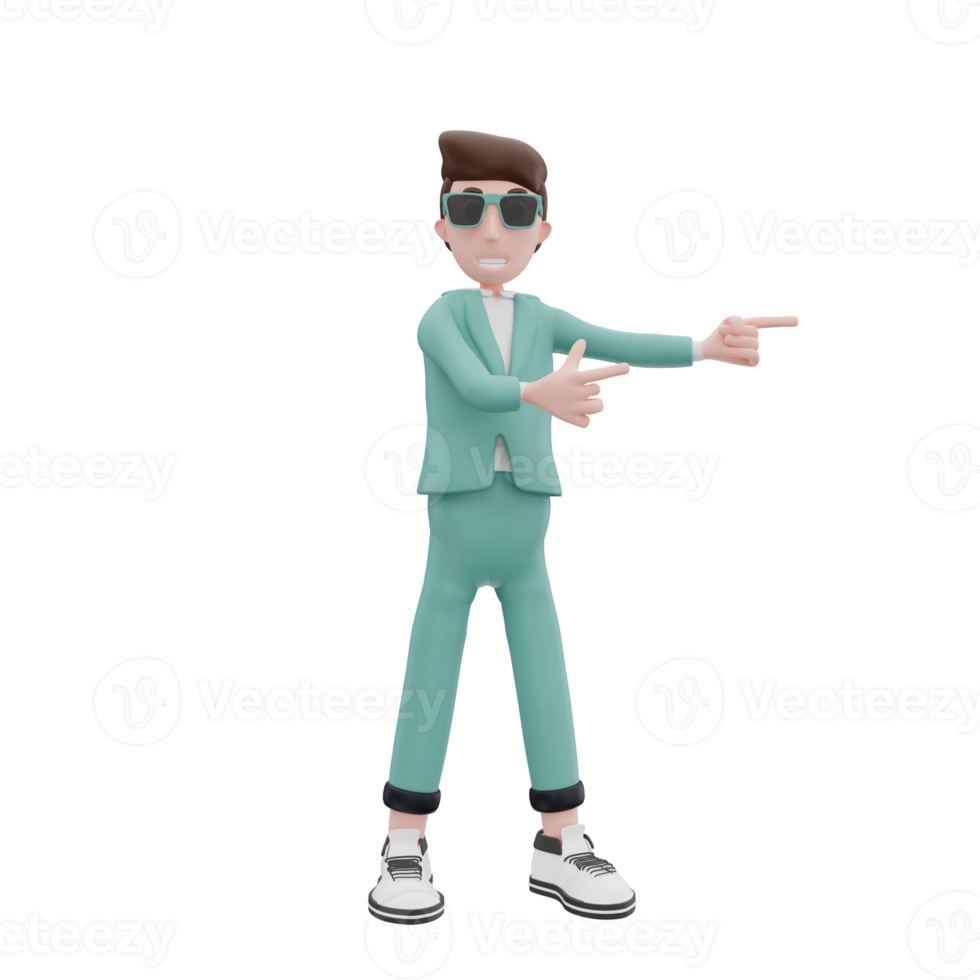 3d rendering businessman pointing to the left png