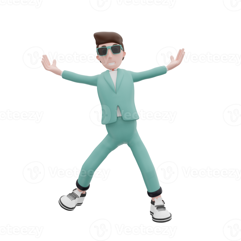 Pose de salto de empresario de renderizado 3d png