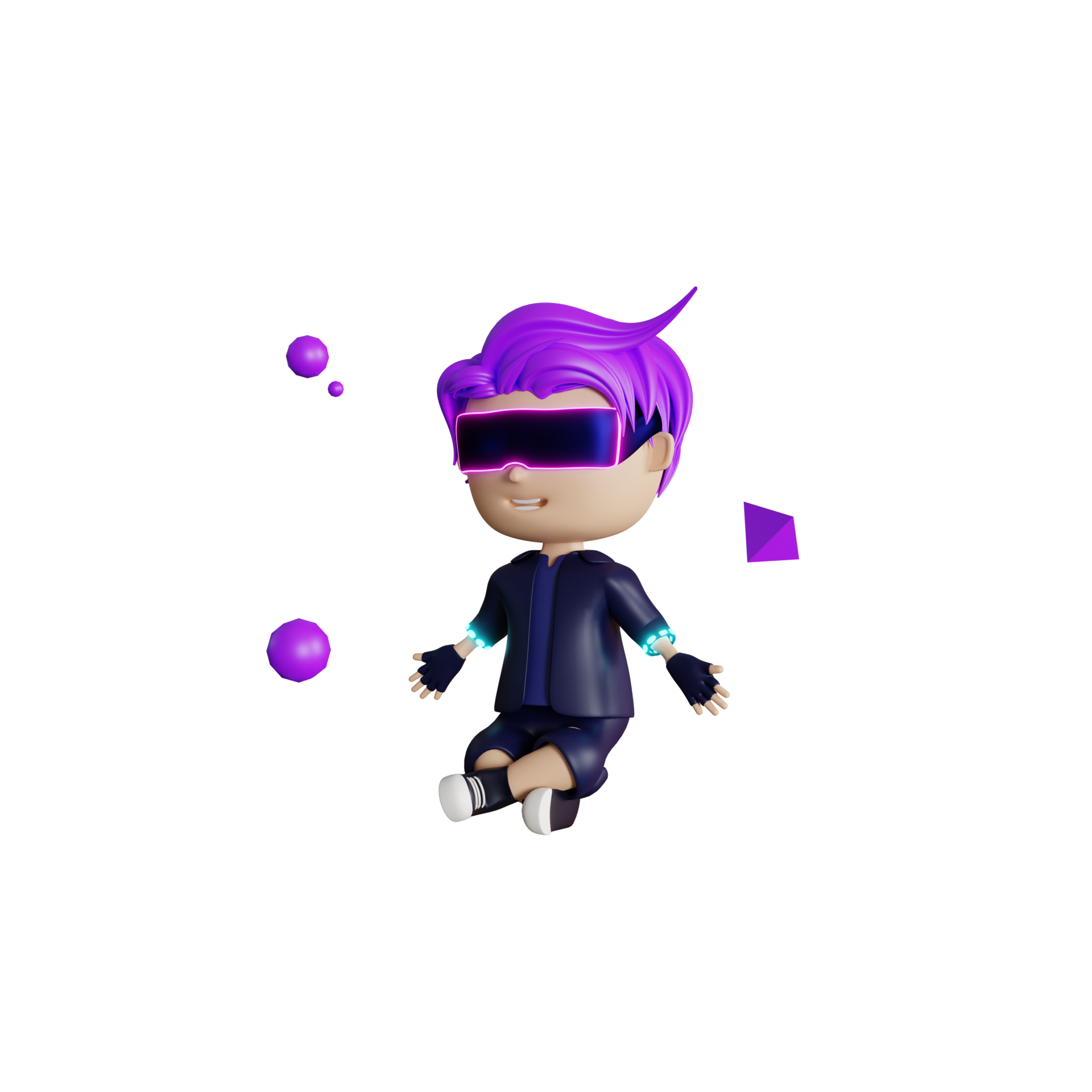 3d cute boy metaverse play stick vr illustration 8845218 PNG