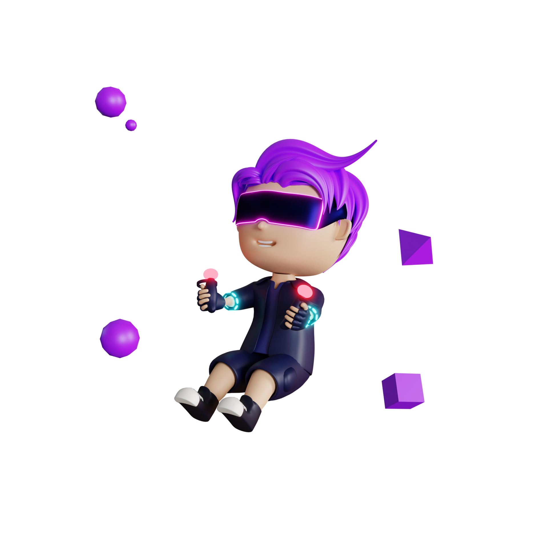 3d cute boy metaverse play stick vr illustration 8845218 PNG