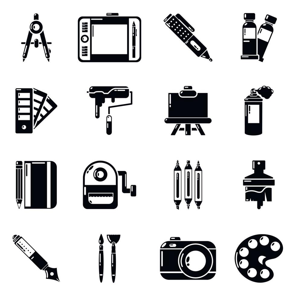 Design and drawing tools icons set, simple style vector