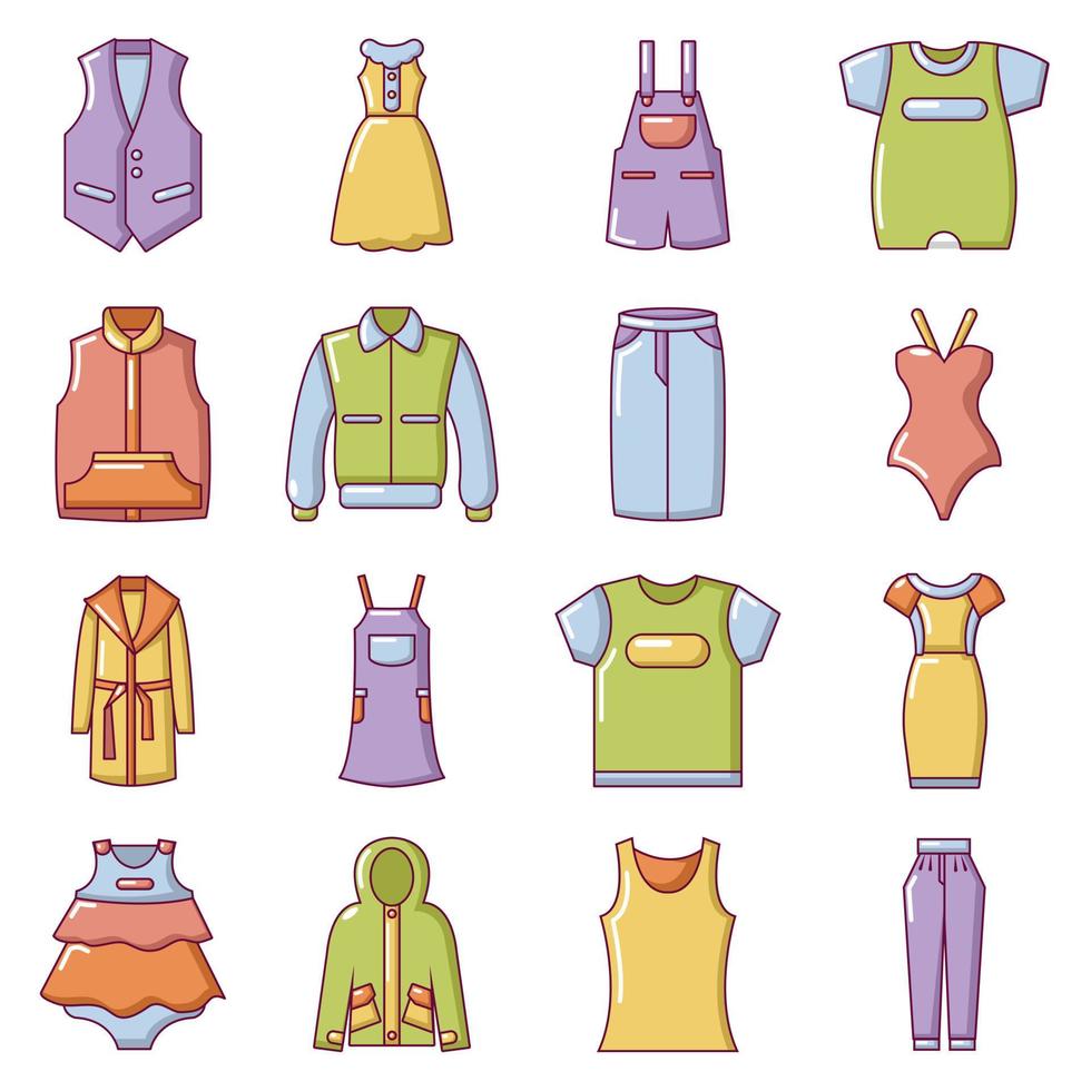 Conjunto de iconos de ropa de moda, estilo de dibujos animados 8845271 Vector en Vecteezy Conjunto de iconos de ropa de moda, estilo de dibujos animados 8845271 Vector en Vecteezy