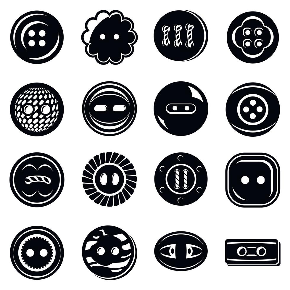 Clothes button icons set, simple style vector