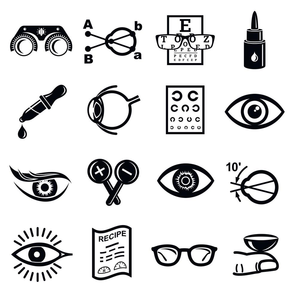 Ophthalmologist icons set, simple style vector