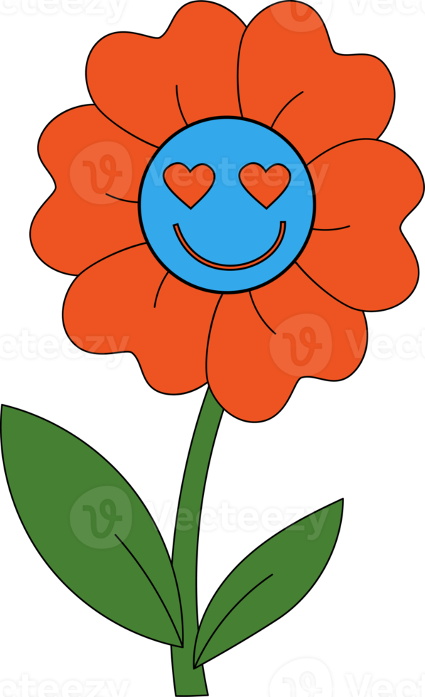 pouvoir des fleurs. mignon autocollant hippie funky png