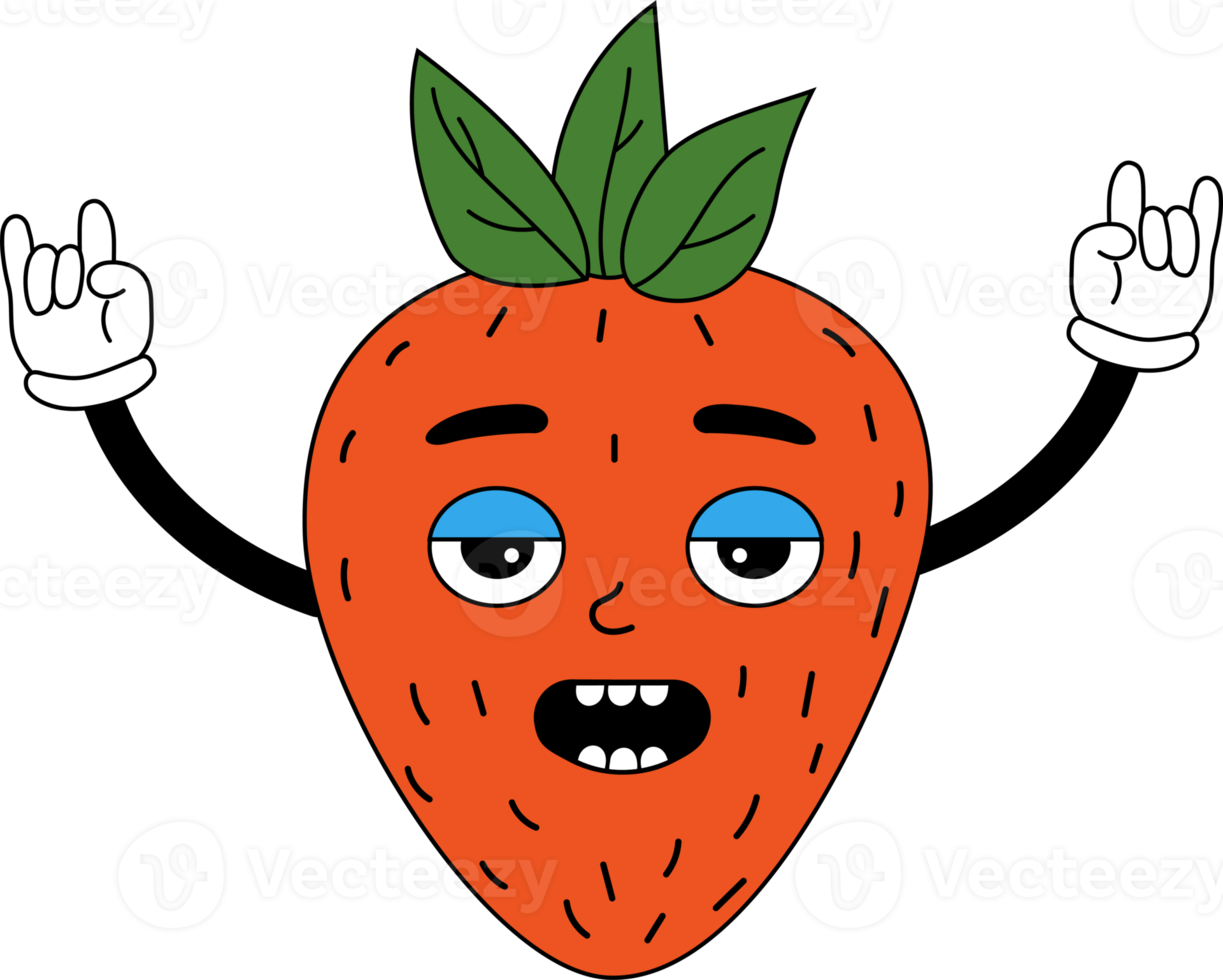 personaggio dei cartoni animati divertente fragola con le mani guantate png