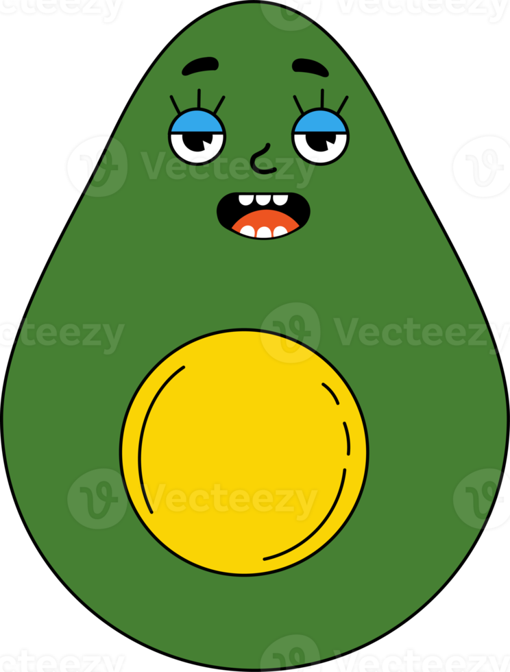 divertente personaggio dei cartoni animati avocado png