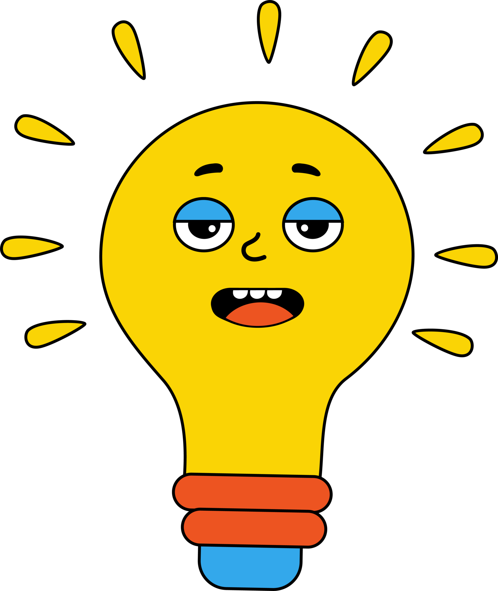 Free Funny cartoon character light bulb with funny face. 8845345 PNG