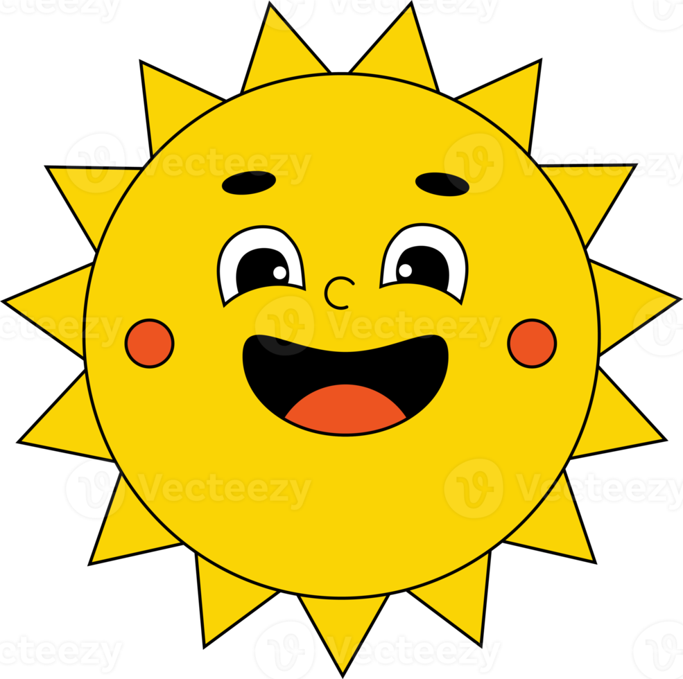 Funny cartoon character cute sun png