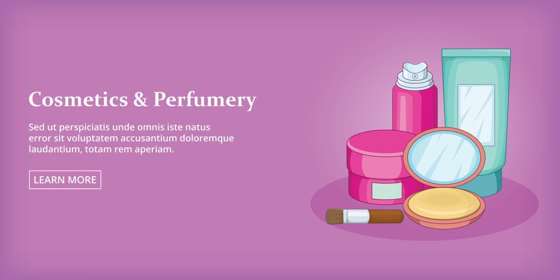 Cosmetics banner horizontal, cartoon style vector