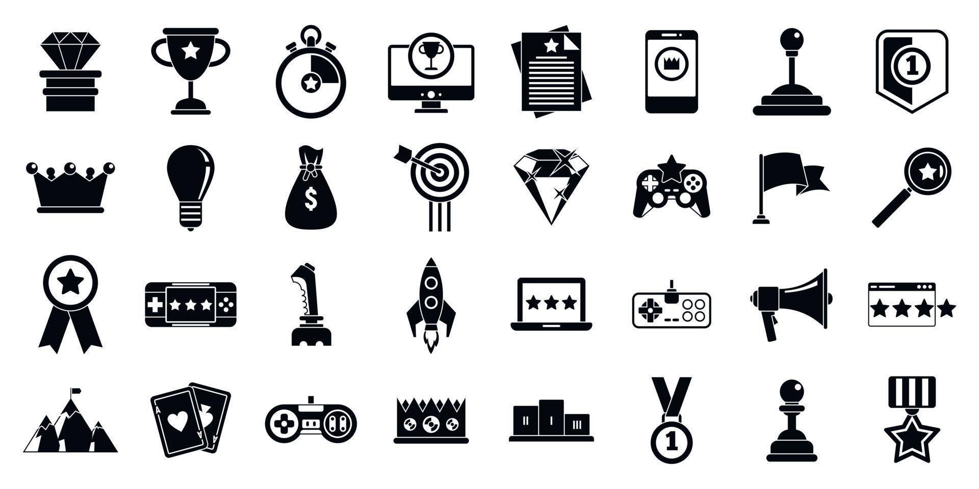 Gamification machine icons set, simple style vector