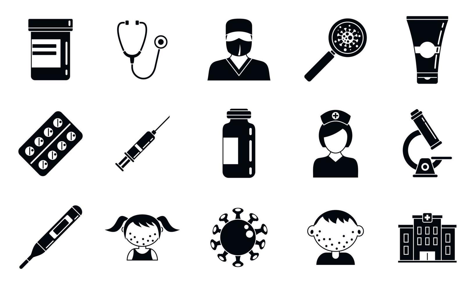 Body chicken pox icons set, simple style vector