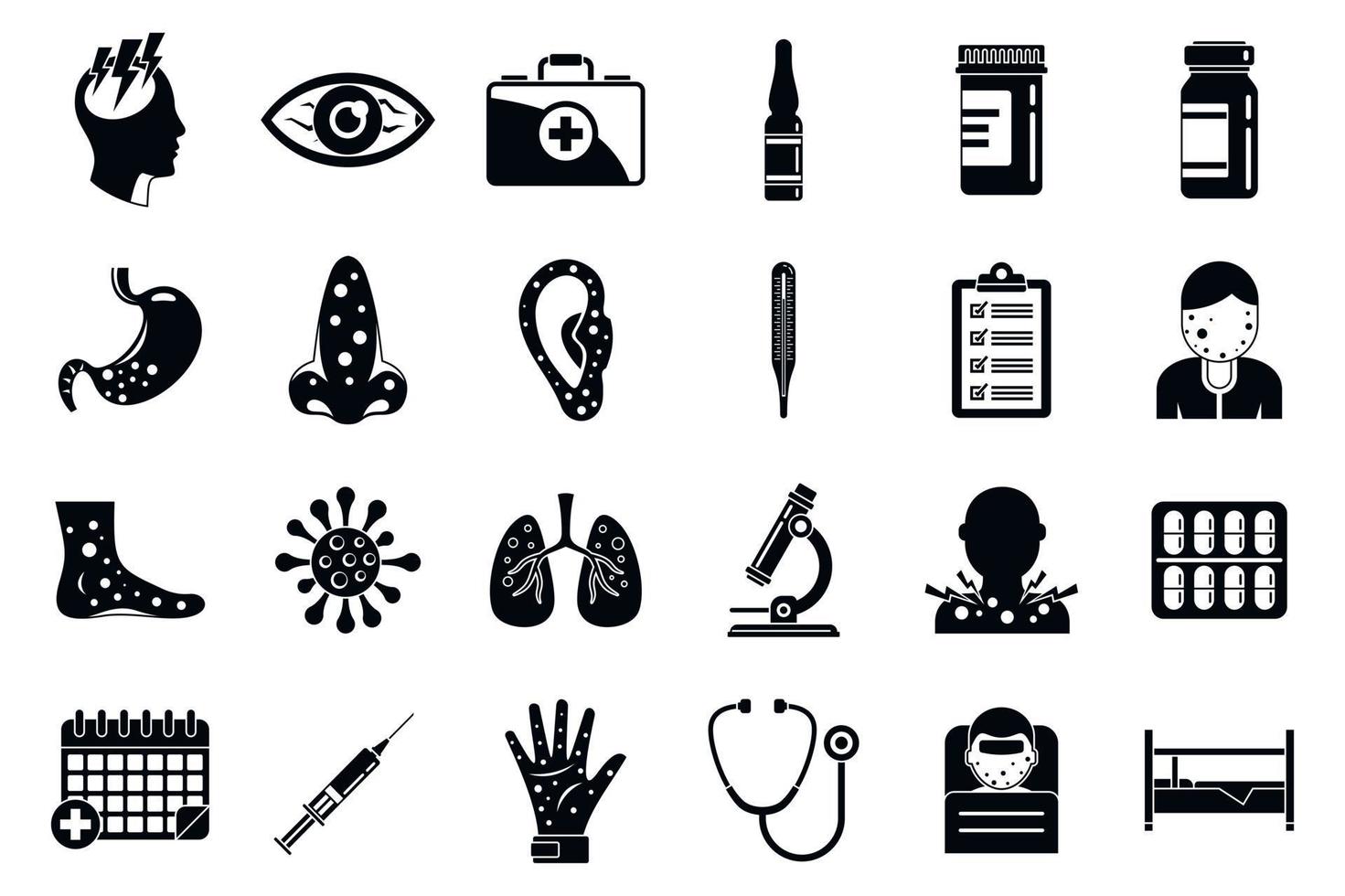 Measles ill icons set, simple style vector