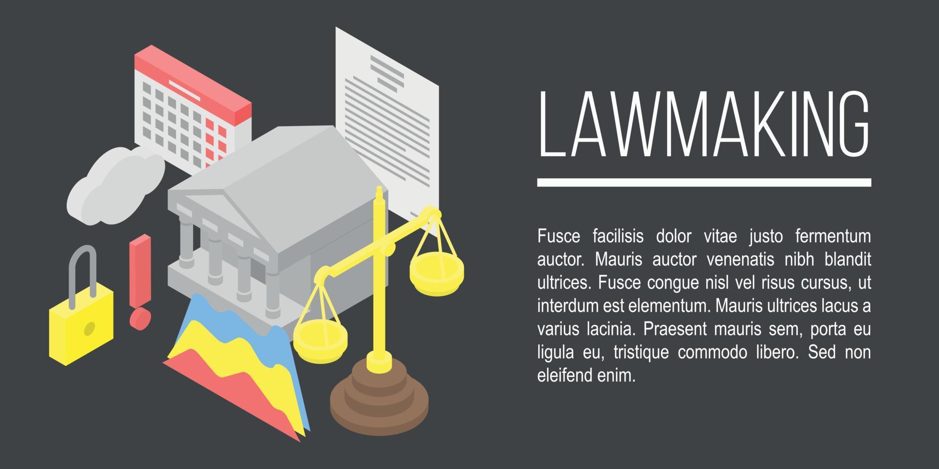 banner de concepto legislativo, estilo isométrico vector