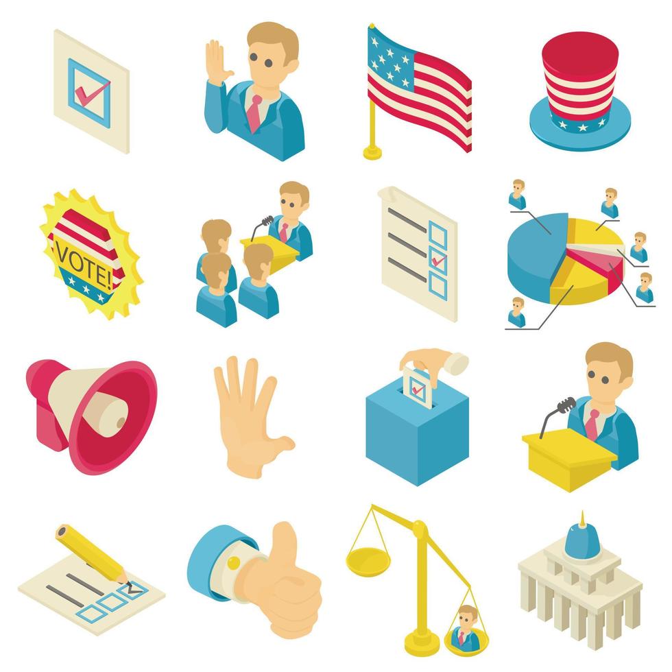 Election voting icons set, isometric style vector